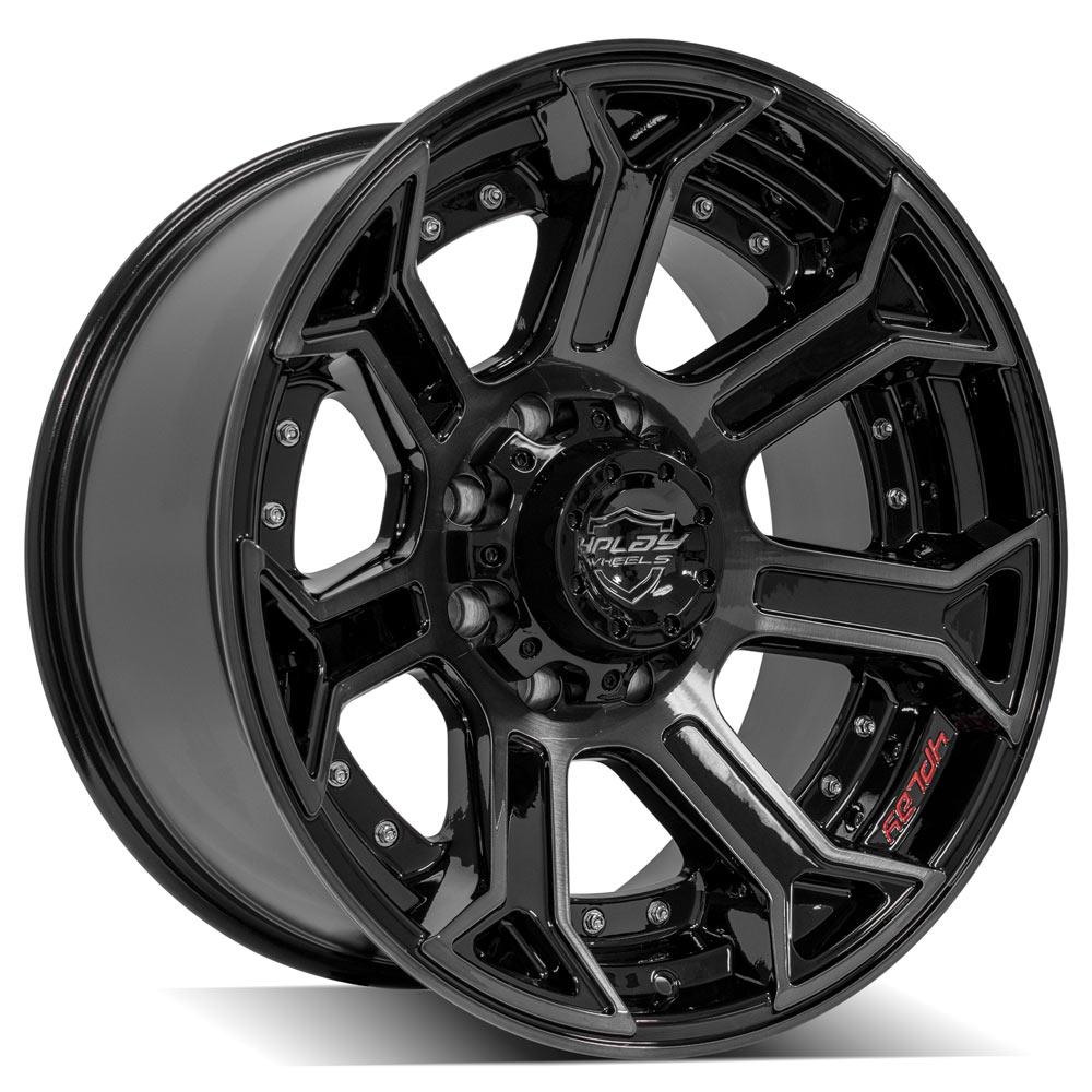 4PLAY Gen2 4P70 20x10 8x6.5" -24et in Gloss Black w/ Brushed Face & Tinted Clear