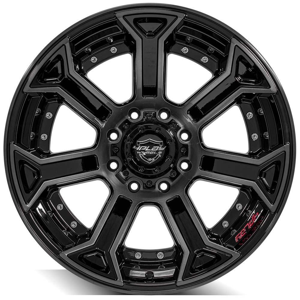 4PLAY Gen2 4P70 22x12 8x170mm -44et in Gloss Black w/ Brushed Face & Tinted Clear