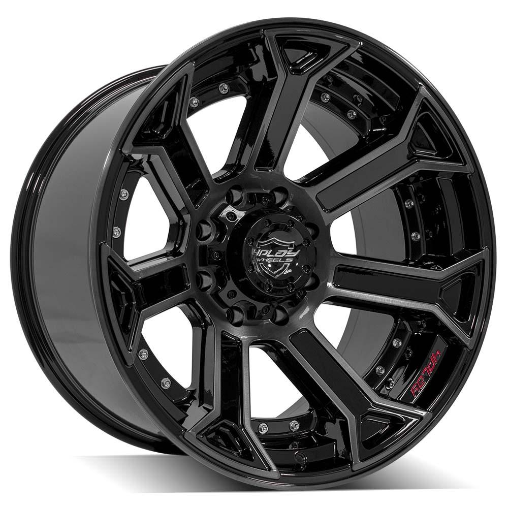 4PLAY Gen2 4P70 22x12 8x170mm -44et in Gloss Black w/ Brushed Face & Tinted Clear