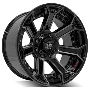 4PLAY Gen2 4P70 22x12 8x180mm -44et in Gloss Black w/ Brushed Face & Tinted Clear