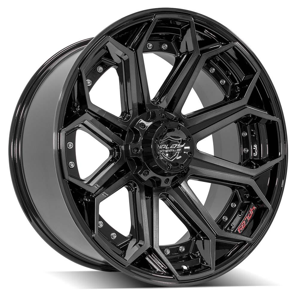 4PLAY Gen2 4P80R 22x10 6x135mm & 6x5.5" -18et in Gloss Black w/ Brushed Face & Tinted Clear