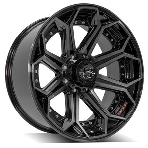 4PLAY Gen2 4P80R 22x10 8x6.5" -24et in Gloss Black w/ Brushed Face & Tinted Clear