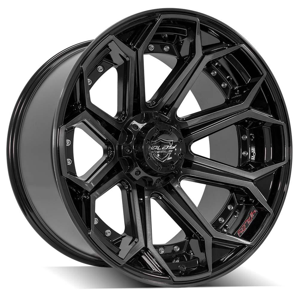 4PLAY Gen2 4P80R 22x12 6x135mm & 6x5.5" -44et in Gloss Black w/ Brushed Face & Tinted Clear