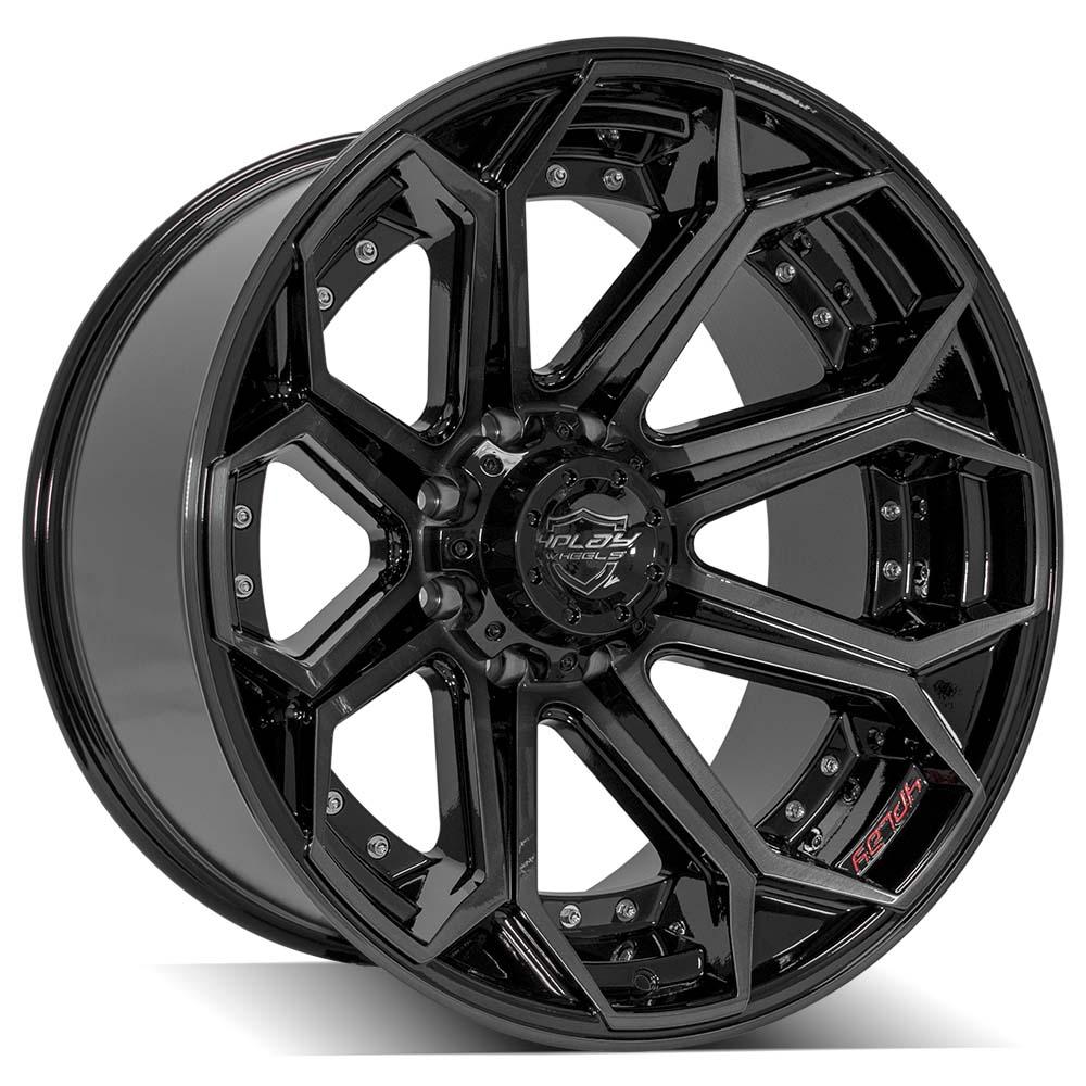 4PLAY Gen2 4P80R 22x12 8x180mm -44et in Gloss Black w/ Brushed Face & Tinted Clear