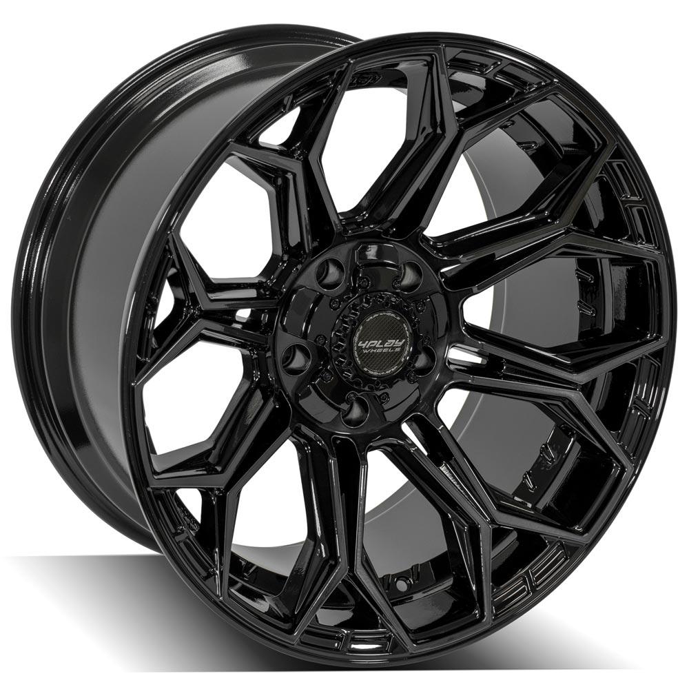 SET OF 4 WHEEL & TIRE PACKAGE | 4Play 4P83 22x12 -44 5x127/5x139.7 Gloss Black | 35x12.50R22 SureTrac Wide Climber R/T I