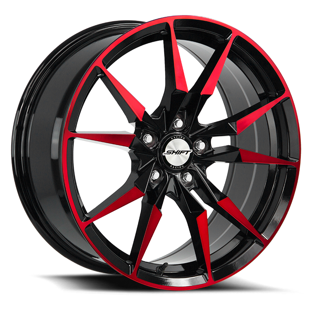 SHIFT H29 BLADE 18X8 35MM 5X100 GLOSS BLACK CANDY RED MACHINE | H29850035GBMR