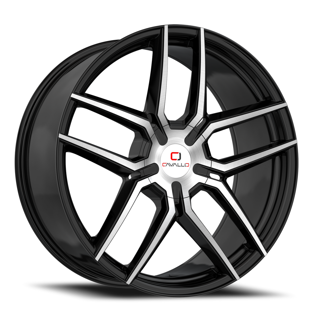 CAVALLO CLV-55 18X8 35 5X112/5X114.3 GLOSS BLACK & MACHINED