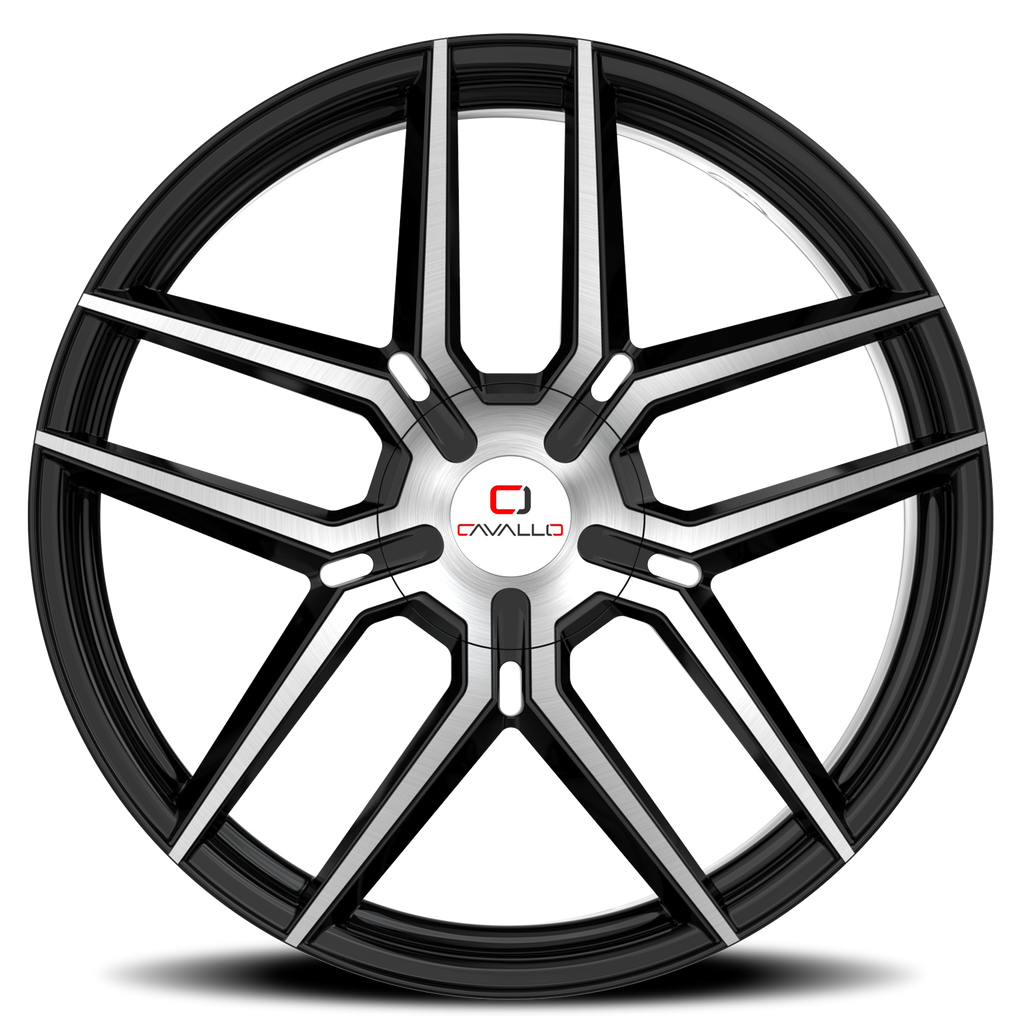 CAVALLO CLV-55 18X8 35 5X112/5X114.3 GLOSS BLACK & MACHINED