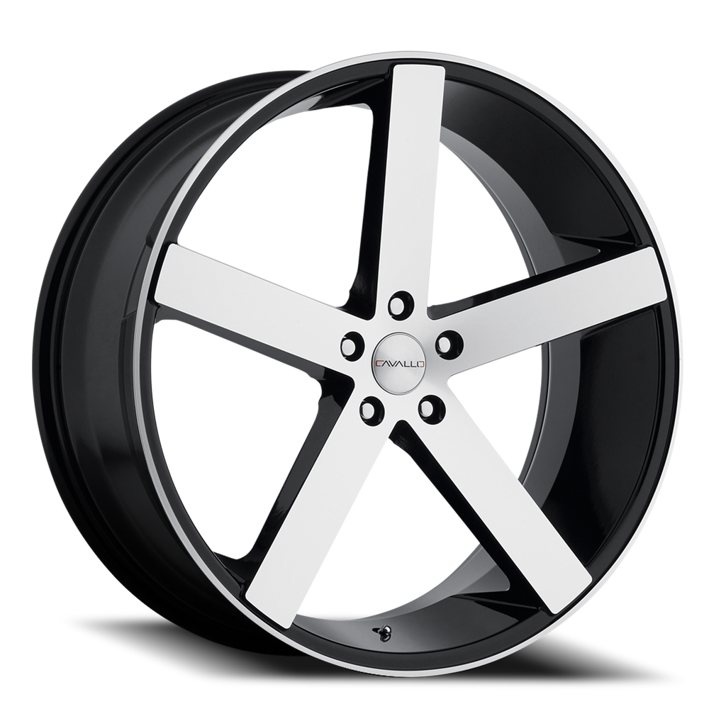 CAVALLO CLV-5 20X8.5 35 5X112 GLOSS BLACK & MACHINED