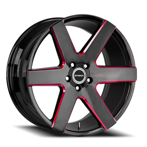 STRADA S60 CODA 22X9.5 24MM 6X139.7 GLOSS BLACK CANDY RED MILLED | S60263924GBMLR