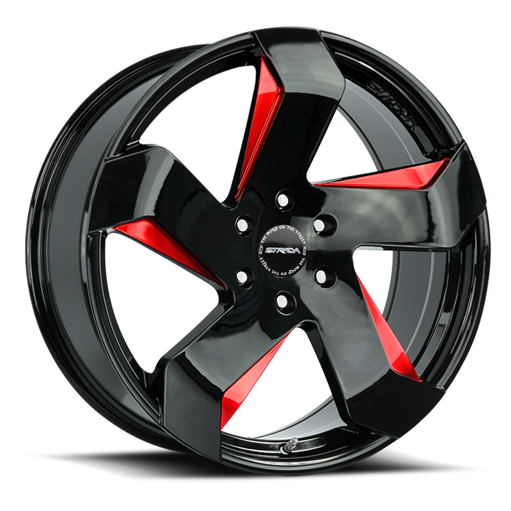 STRADA S65 COLTELLO 24X10 15MM 5X115 GLOSS BLACK CANDY RED MILLED | S65451515GBMLR