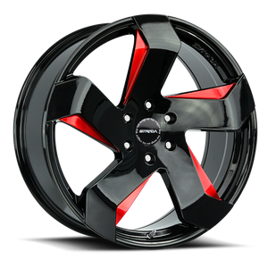 STRADA S65 COLTELLO 24X10 15MM 5X115 GLOSS BLACK CANDY RED MILLED | S65451515GBMLR