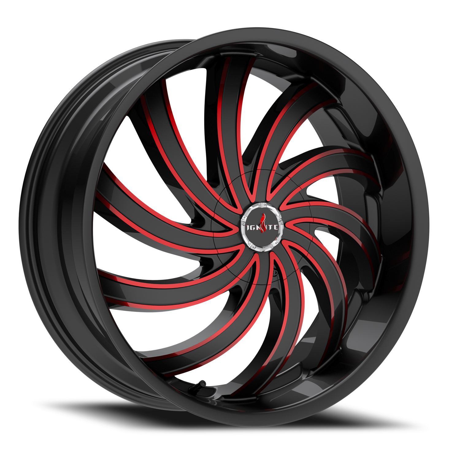 IGNITE G04 FLAME 22X9.5 24MM 6X135/6X139.7 GLOSS BLACK CANDY RED MILLED | G0429560724GBMLR