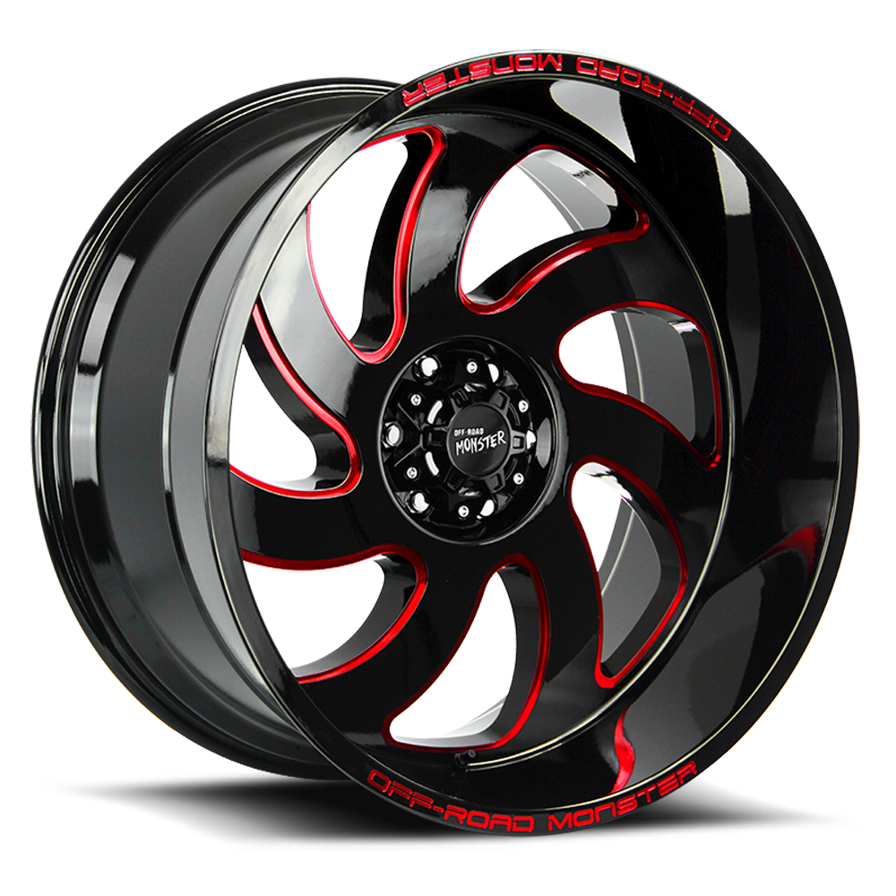 OFF ROAD MONSTER M07 M07 22X12 NEG 44MM 6X139.7 GLOSS BLACK CANDY RED MILLED | M07212639N44GBMLR