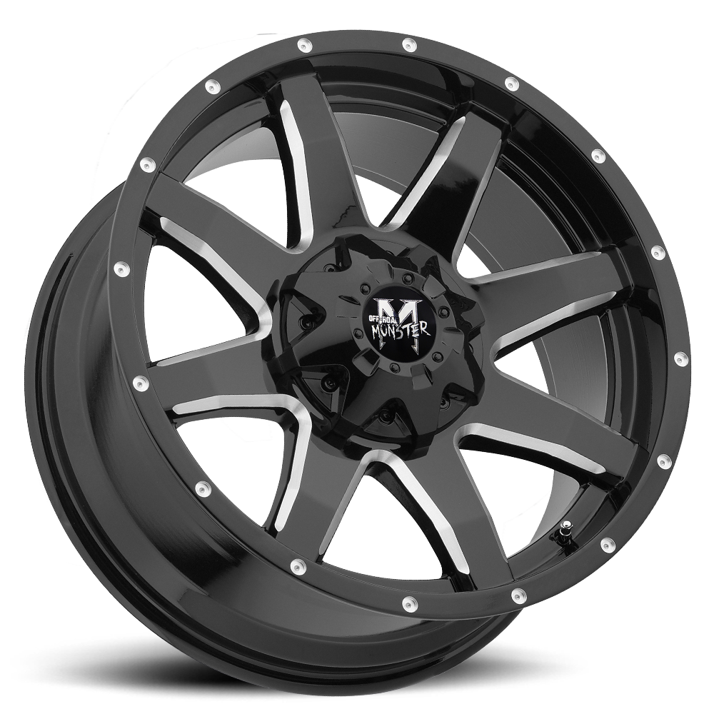 OFF ROAD MONSTER M08 M08 22X12 NEG 44MM 5X127/5X139.7 GLOSS BLACK MILLED | M08212527N44GBML