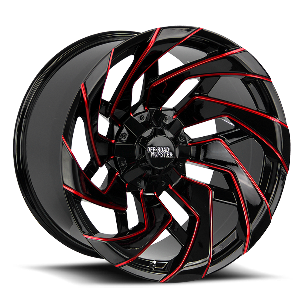 OFF ROAD MONSTER M24 M24 20X10 NEG 19MM 5X127/5X139.7 GLOSS BLACK CANDY RED MILLED | M240527N19GBMLR