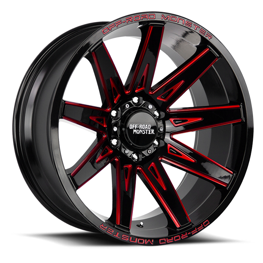 OFF ROAD MONSTER M25 M25 22X12 NEG 44MM 5X127 GLOSS BLACK CANDY RED MILLED | M25212527N44GBMLR