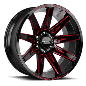 OFF ROAD MONSTER M25 M25 22X12 NEG 44MM 5X127 GLOSS BLACK CANDY RED MILLED | M25212527N44GBMLR