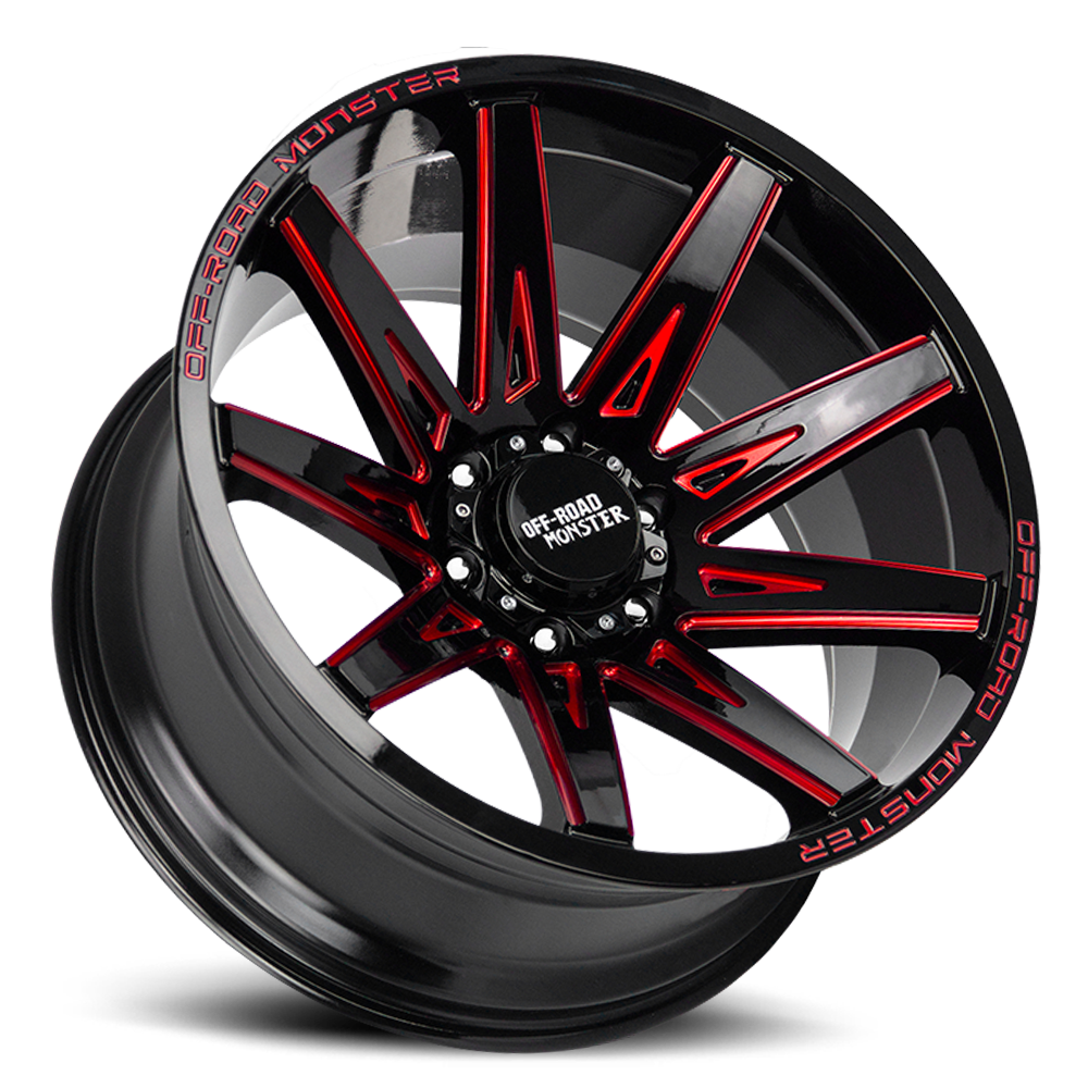 OFF ROAD MONSTER M25 M25 22X12 NEG 44MM 5X127 GLOSS BLACK CANDY RED MILLED | M25212527N44GBMLR