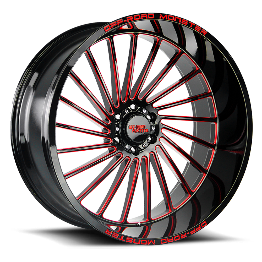 OFF ROAD MONSTER M27 M27 26X12 NEG 44MM 5X127 GLOSS BLACK CANDY RED MILLED | M27612527N44GBMLR