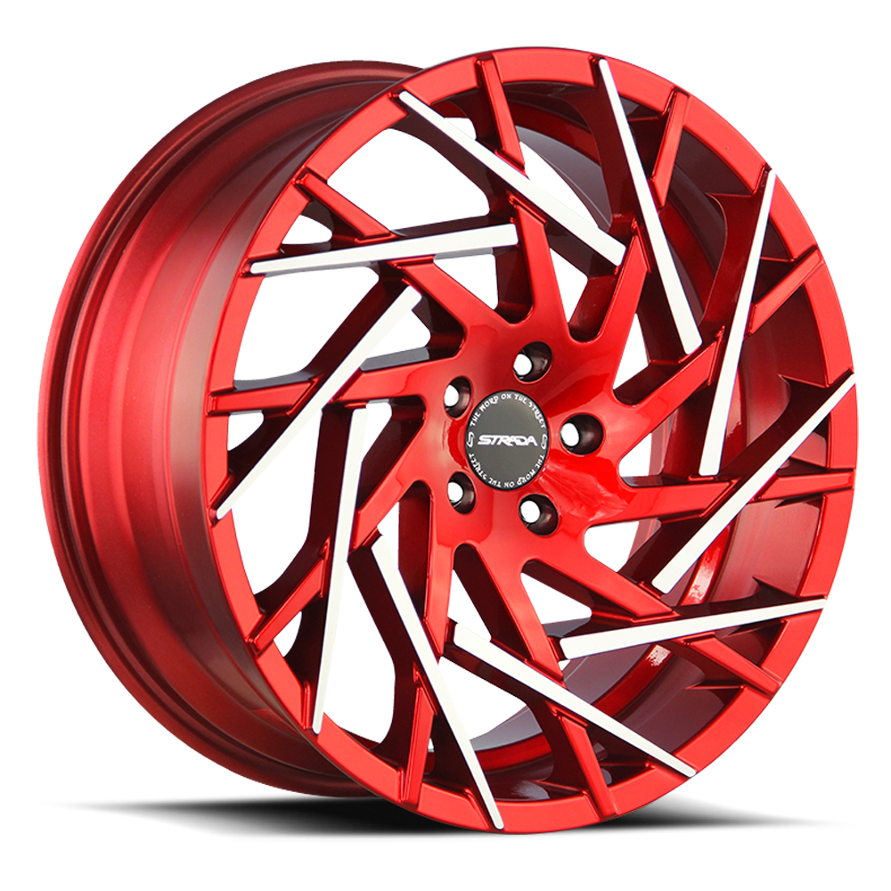 STRADA S64 NIDO 22X9 35MM 5X114.3 CANDY RED MACHINED TIPS | S64251435RMT