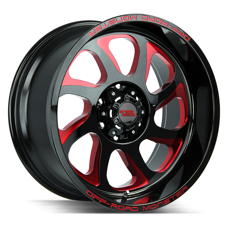 OFF ROAD MONSTER M22 M22 22X12 NEG 44MM BLANK GLOSS BLACK CANDY RED MILLED | M22212000N44GBMLR