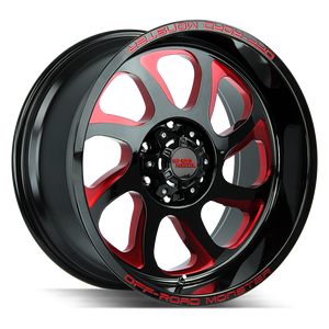 OFF ROAD MONSTER M22 M22 22X12 NEG 44MM BLANK GLOSS BLACK CANDY RED MILLED | M22212000N44GBMLR