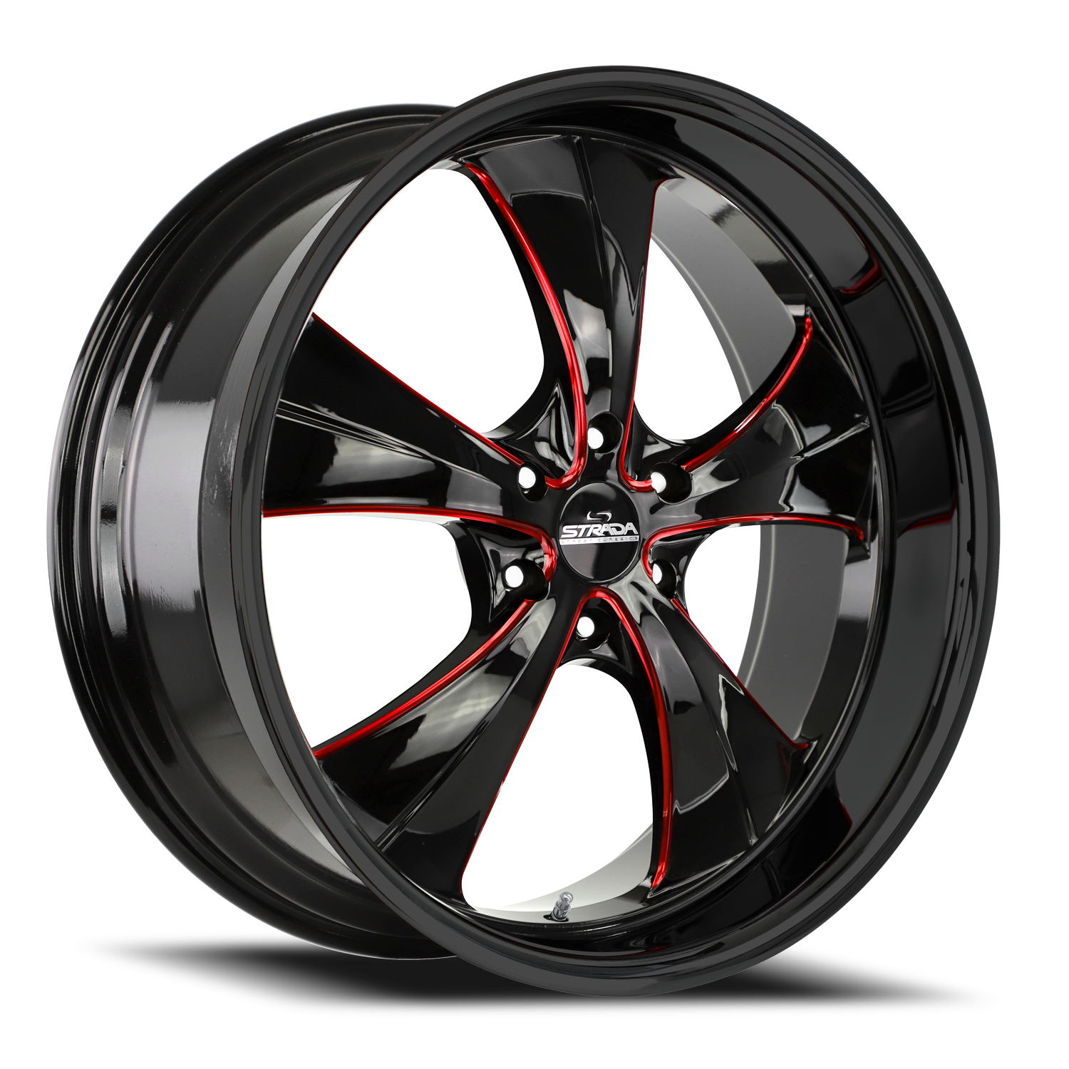 STRADA STREET CLASSICS C02 OLD SKOOL 24X10 15MM 5X115 GLOSS BLACK CANDY RED MILLED | C02451515GBMLR