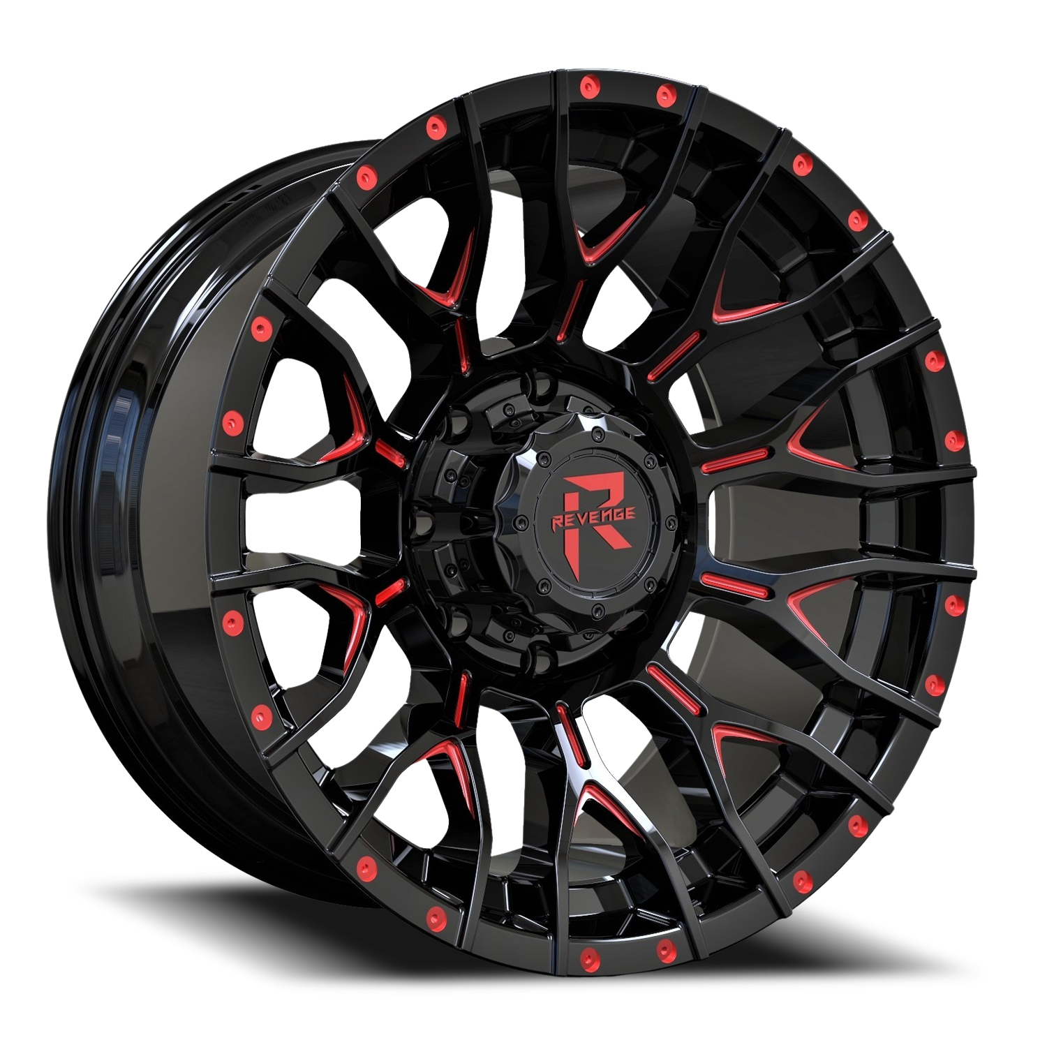 REVENGE OFFROAD RV201 20X10 -19 6X135/6X139.7 BLACK RED MILLED