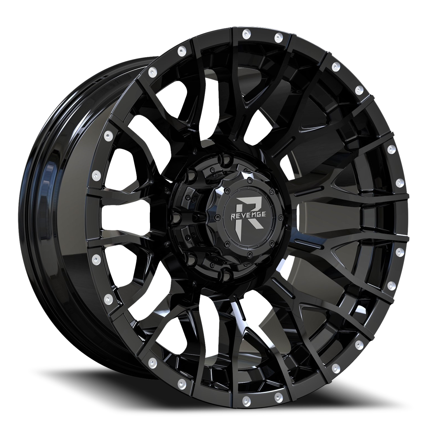 REVENGE OFFROAD RV201 20X10 -19 6X135/6X139.7 GLOSS BLACK RIVETS