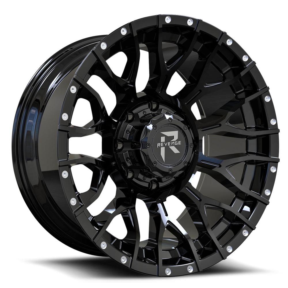 REVENGE OFFROAD RV201 20X10 -19 6X135/6X139.7 SATIN BLACK RIVETS