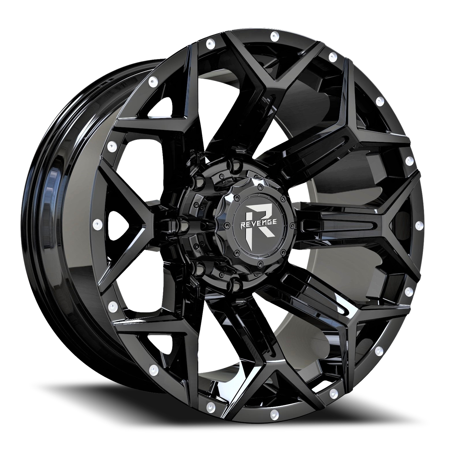 REVENGE OFFROAD RV202 20X10 -19 6X135/6X139.7 GLOSS BLACK RIVETS