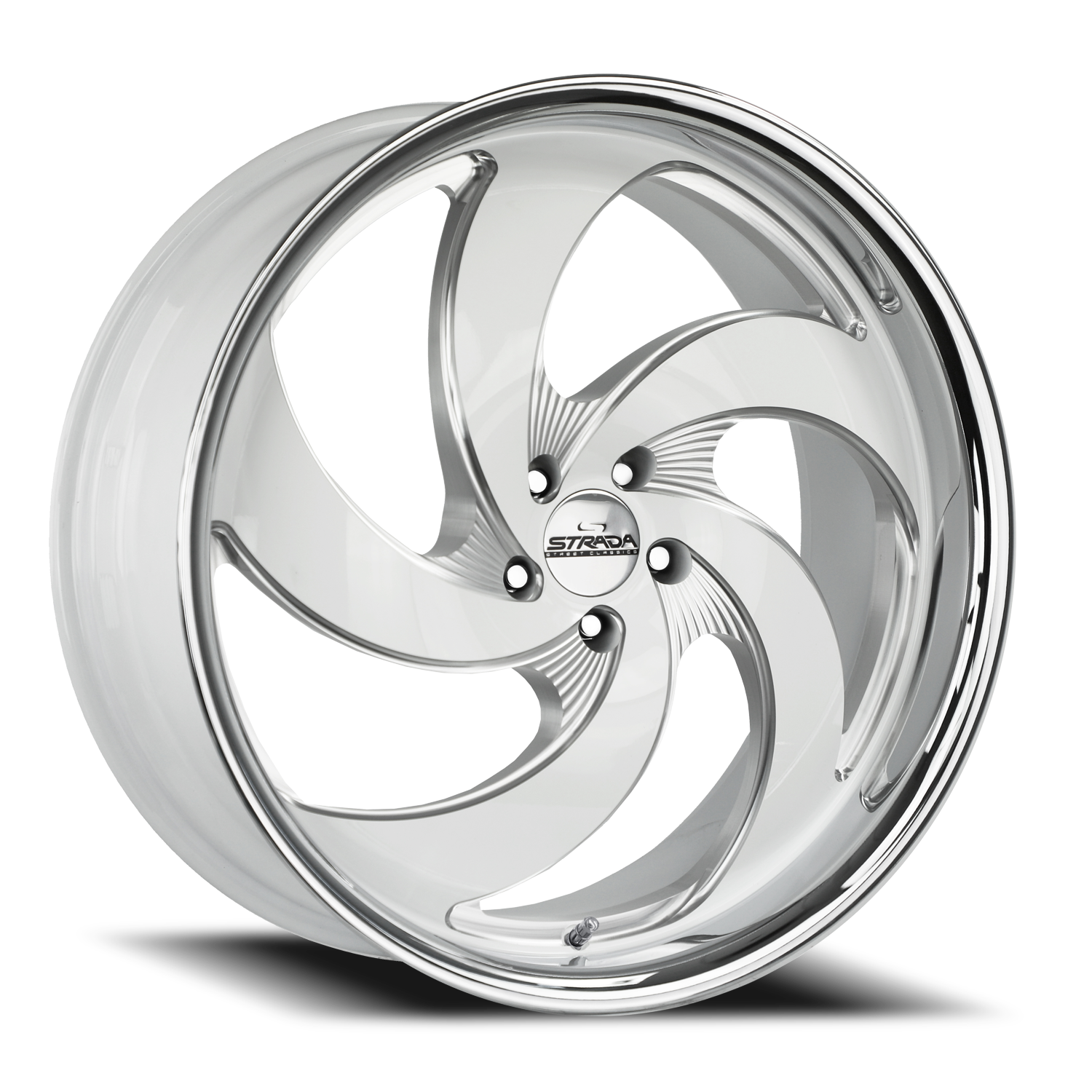 STRADA STREET CLASSICS C05 RETRO 5 22X9 15MM 5X115 GLOSS WHITE MILLED SS LIP | C05251515WMLSS