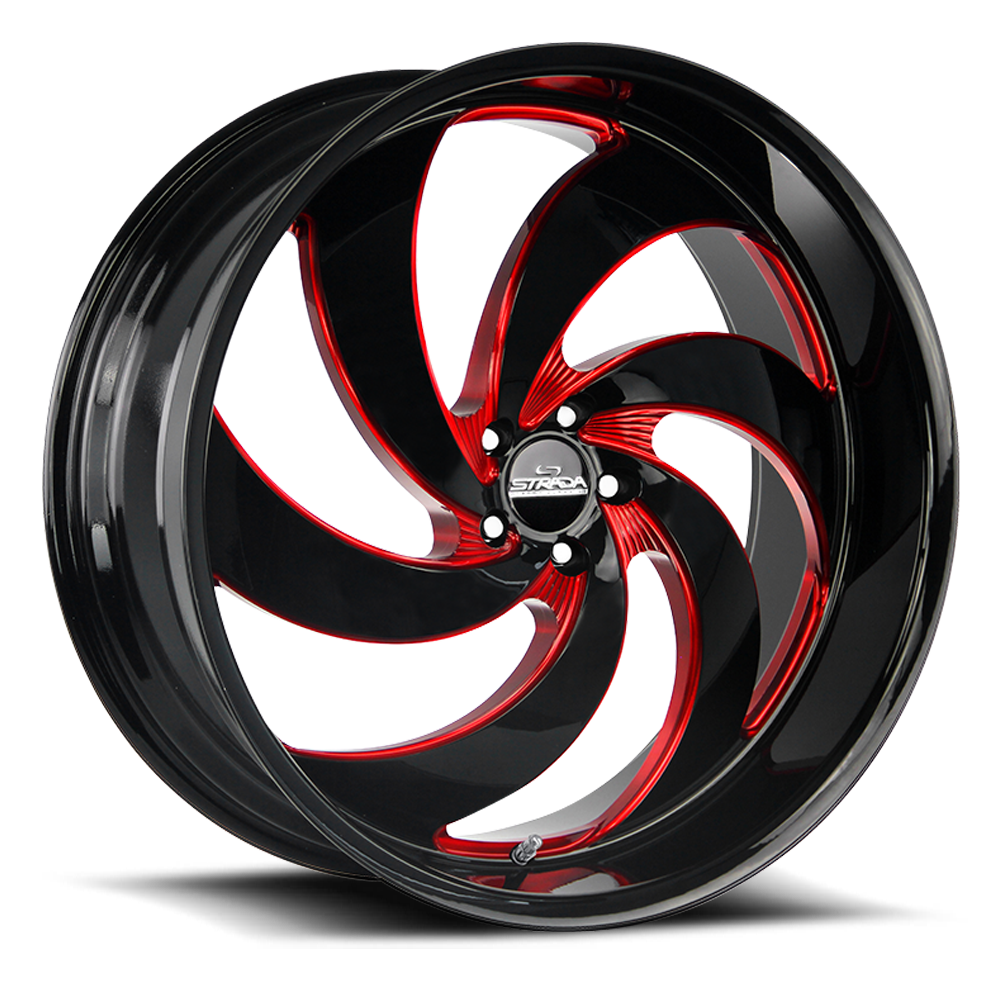 STRADA STREET CLASSICS C06 RETRO 6 24X10 15MM 5X115 GLOSS BLACK CANDY RED MILLED | C06451515GBMLR