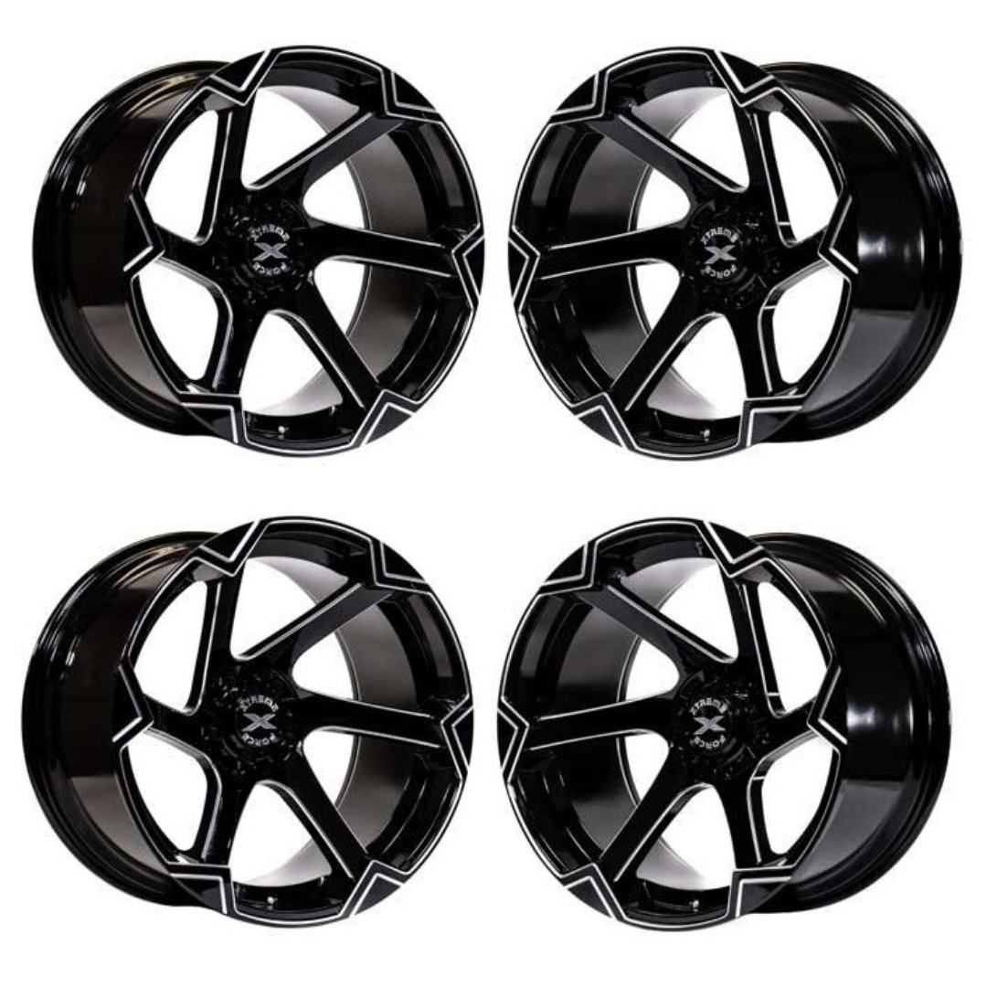 4 New 22x12 Xtreme Force XF-11 -51 Black 6x5.5 6x135/6x139.7 Chevy Ford GMC