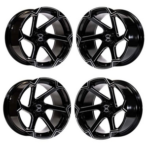 4 New 22x12 Xtreme Force XF-11 -51 Black 6x5.5 6x135/6x139.7 Chevy Ford GMC