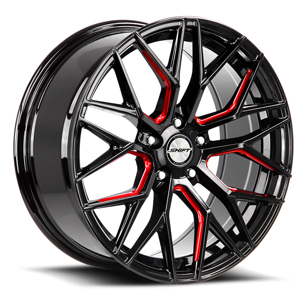 SHIFT H33 SPRING 20X8.5 35MM 5X112 GLOSS BLACK CANDY RED MILLED | H33051235GBMLR