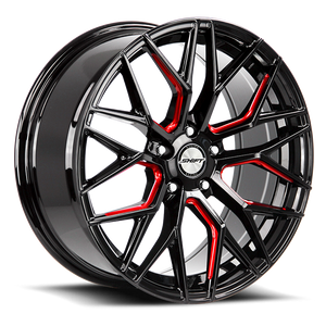 SHIFT H33 SPRING 20X8.5 35MM 5X112 GLOSS BLACK CANDY RED MILLED | H33051235GBMLR