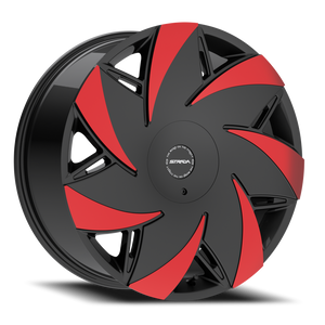 STRADA S67 TURBINA 24X9.5 24MM 6X135/6X139.7 GLOSS BLACK MACHINED RED TIPS | S6749560724GBMRT