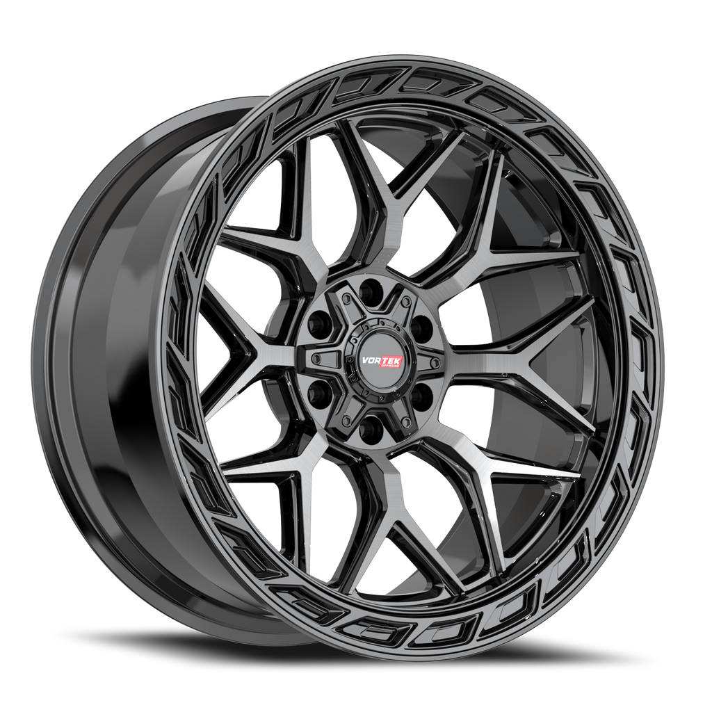 VORTEK VRP-504 20X9 0 6X135/6X139.7 BLACK DIAMOND CUT WITH DARK TINT