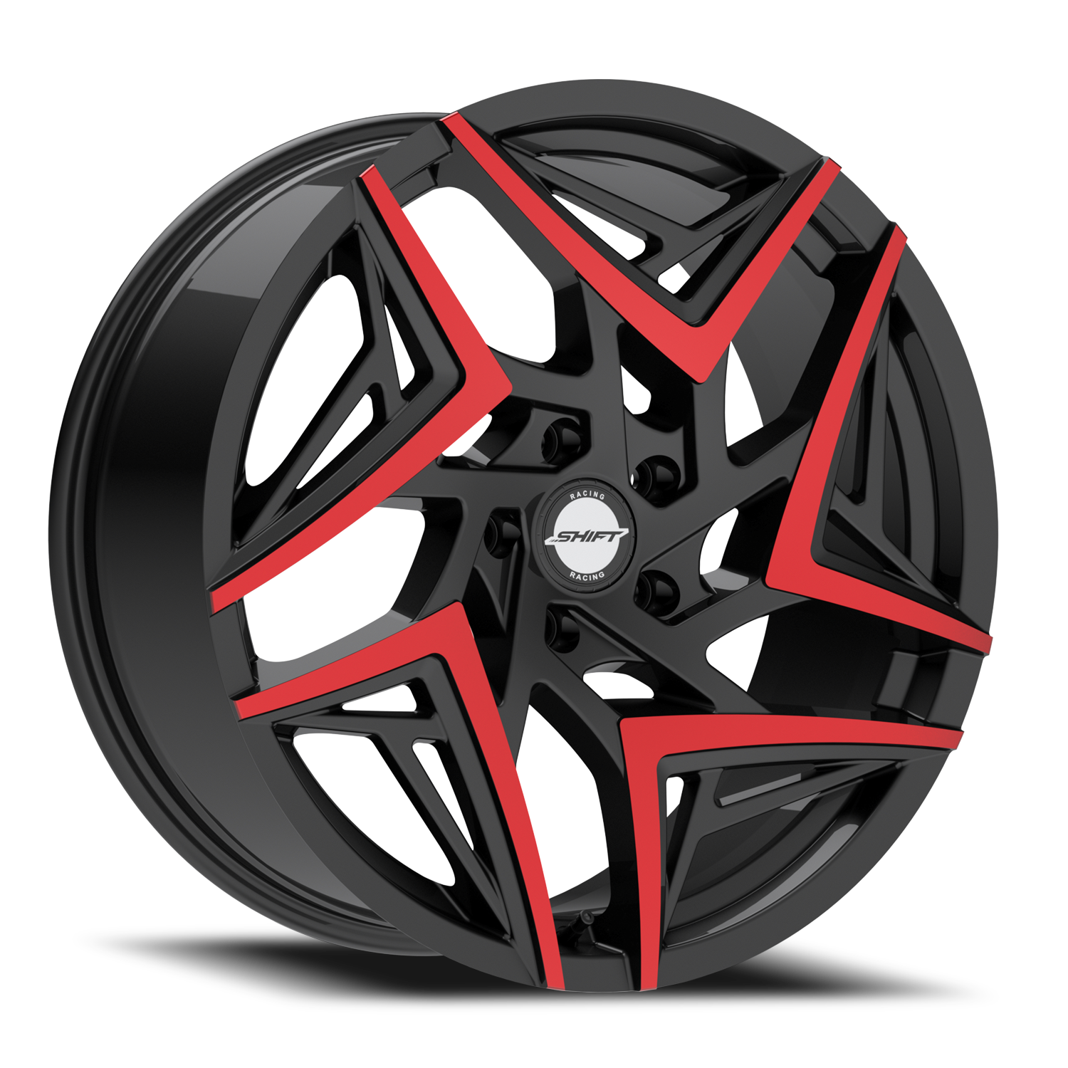 SHIFT H36 VALVE 18X8.5 35MM 5X100 GLOSS BLACK MACHINED RED TIPS | H3688550035GBMRT