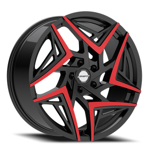 SHIFT H36 VALVE 20X8.5 35MM 5X100 GLOSS BLACK MACHINED RED TIPS | H3608550035GBMRT