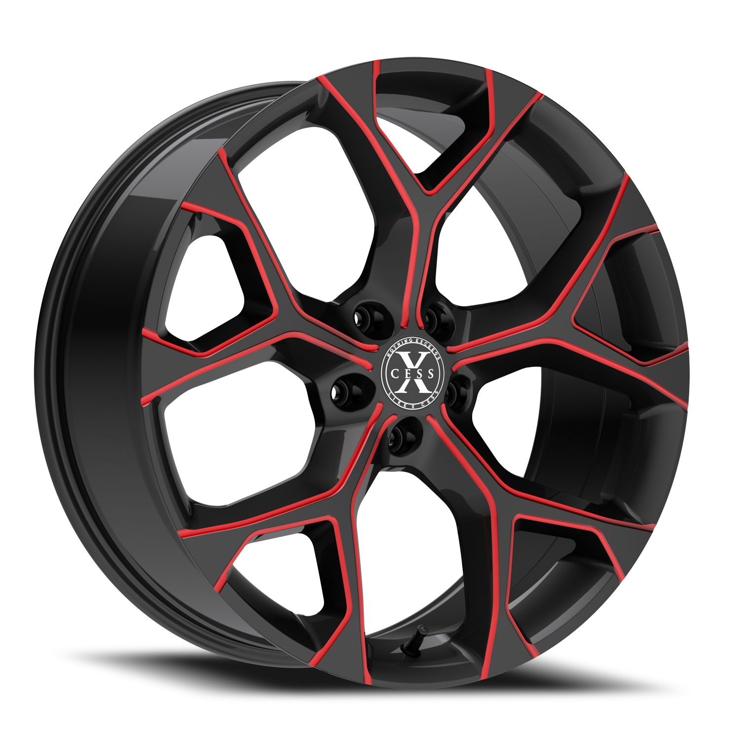 XCESS X05 5 FLAKE 20X8.5 35MM 5X120 GLOSS BLACK CANDY RED MILLED | X05052035GBMLR