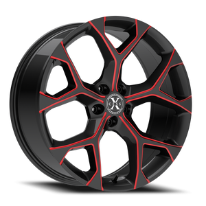 XCESS X05 5 FLAKE 22X9 15MM 5X115 GLOSS BLACK CANDY RED MILLED | X0529051515GBMLR