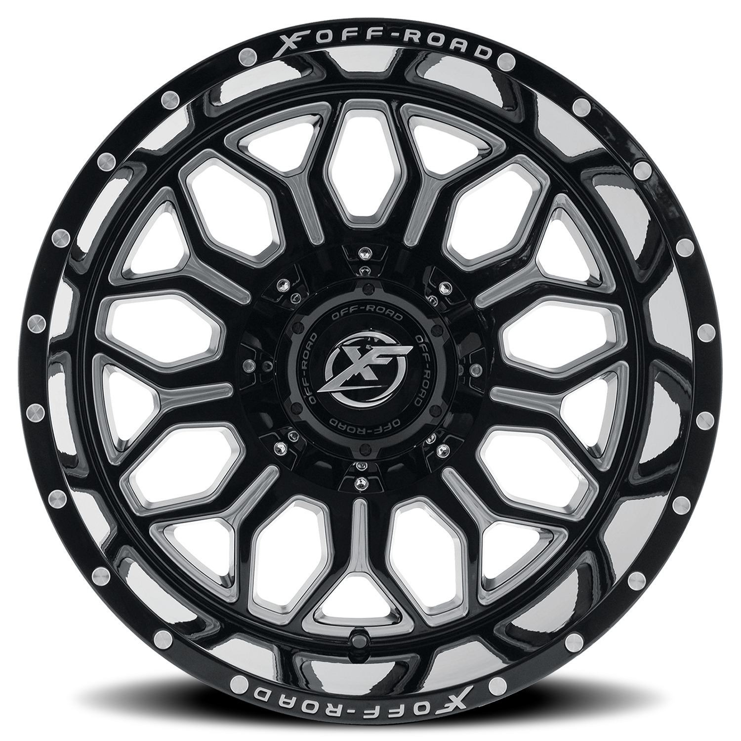 XF OFF-ROAD XF-227 20X12 -44 5X127/5X139.7 GLOSS BLACK & MILLED