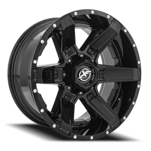 XF OFF-ROAD XF-214 22X12 -44 5X139.7/5X150 GLOSS BLACK + GLOSS BLACK INSERTS