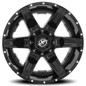 XF OFF-ROAD XF-214 22X12 -44 6X135/6X139.7 GLOSS BLACK + GLOSS BLACK INSERTS