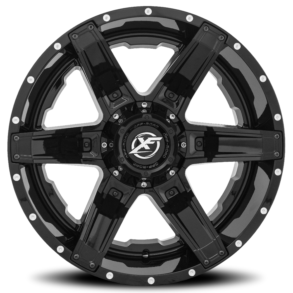 XF OFF-ROAD XF-214 22X12 -44 5X139.7/5X150 GLOSS BLACK + GLOSS BLACK INSERTS