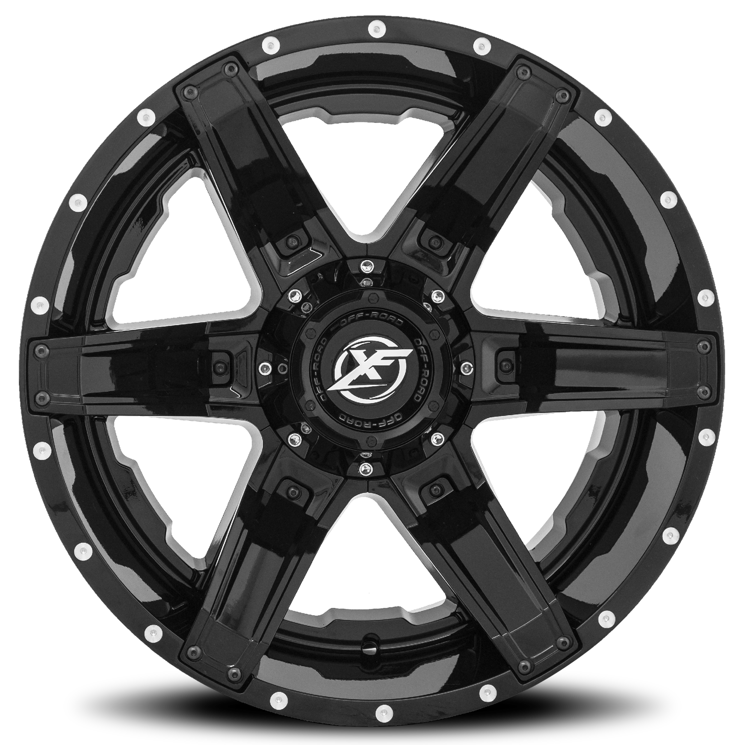 XF OFF-ROAD XF-214 22X12 -44 5X139.7/5X150 GLOSS BLACK + GLOSS BLACK INSERTS