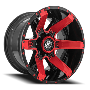 XF OFF-ROAD XF-214 20X10 -12 5X127/5X139.7 GLOSS BLACK + RED INSERTS